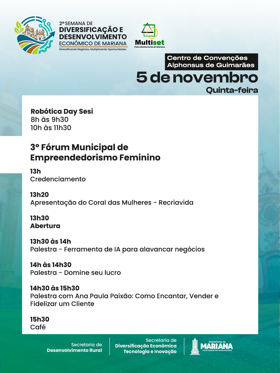 Programação do dia 5