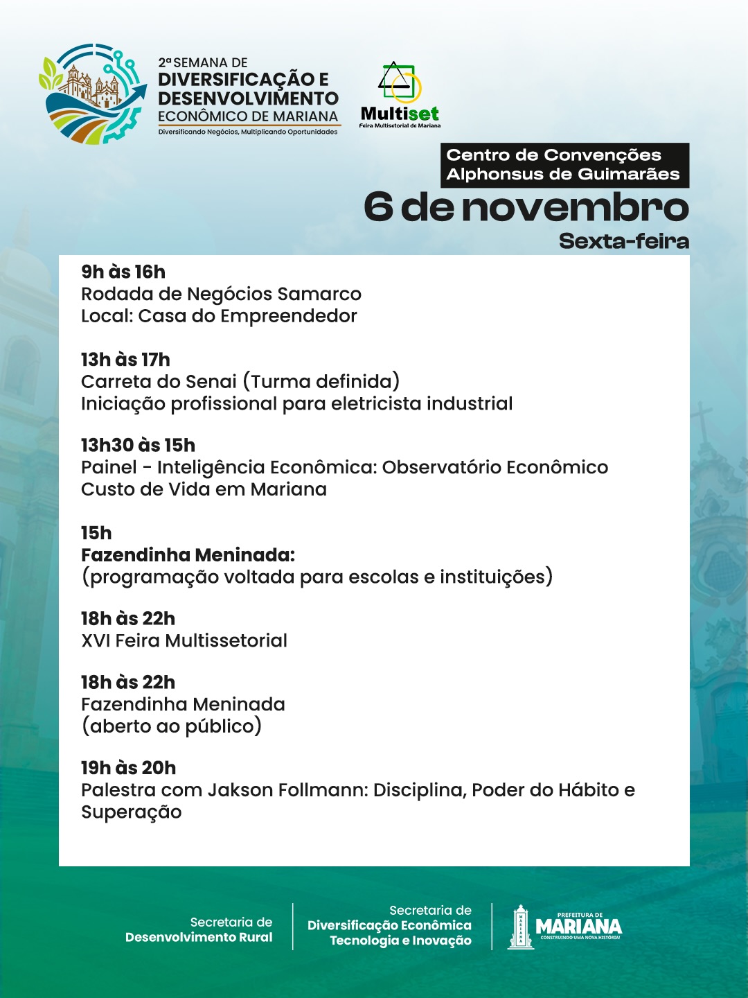 Programação do dia 6